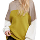 Free People Women's Color Block Long Sleeve Mock Sweater Green Size Large