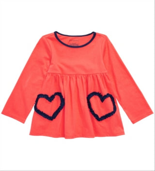 First Impressions Baby Girl's Ruched Heart Cotton Tunic Orange Size 12MOS
