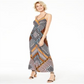 INC International Concepts Women's Printed Ring Back Maxi Dress Multi Size Petite Medium