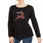 Karen Scott Women's Printed Long Sleeve Crew Neck T-Shirt Top Black Size X-Small