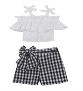 Rare Editions Little Girl's Knit Top and Short Set White Size 5