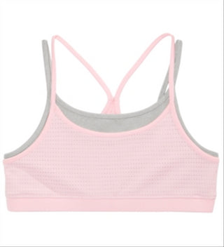 Ideology Big Girl's Mesh Layered Look Sports Bra Pink Size Large