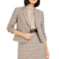 Bar III Women's One Button Plaid Blazer Brown Size 2
