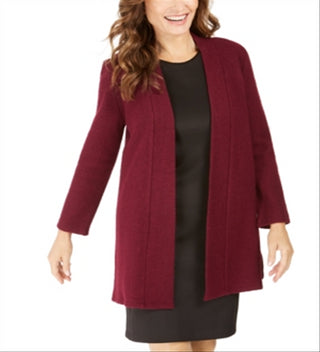 Kasper Women's Solid Long Sleeve Sweater Red Size Small