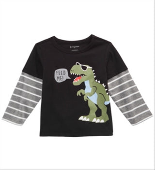 First Impressions Baby Boy's Dinosaur Print Layered Look T-Shirt Gray Size 6-9MOS