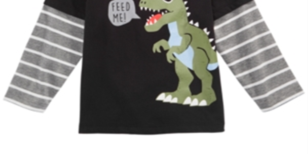 First Impressions Baby Boy's Dinosaur Print Layered Look T-Shirt Gray Size 6-9MOS
