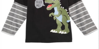 First Impressions Baby Boy's Dinosaur Print Layered Look T-Shirt Gray Size 6-9MOS