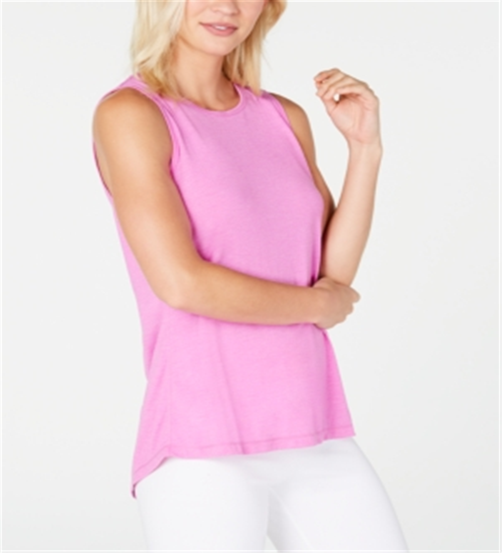 Ideology Women's Heather Sleeveless Jewel Neck Tank Top Pink Size Medium
