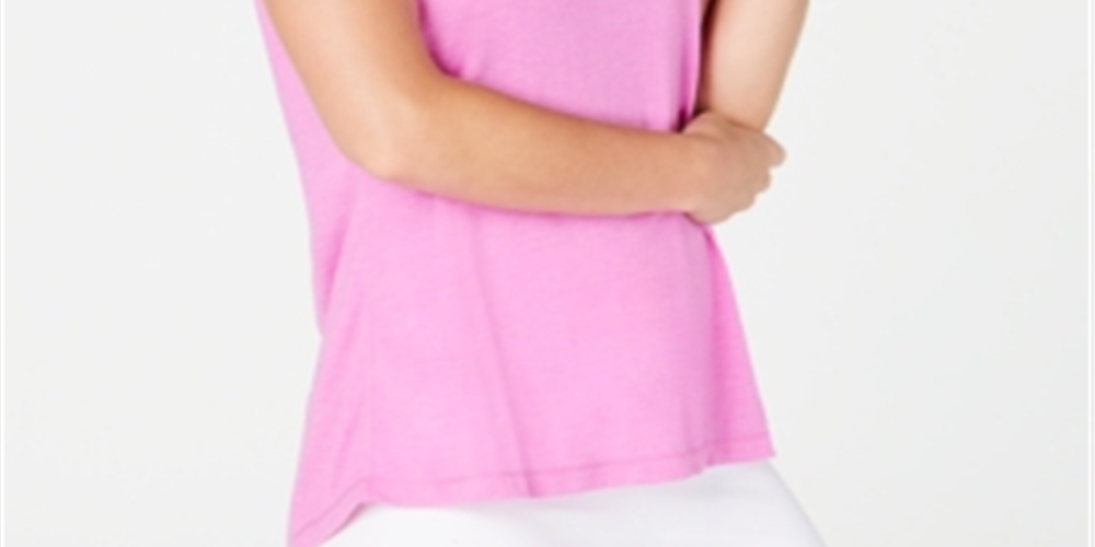 Ideology Women's Heather Sleeveless Jewel Neck Tank Top Pink Size Medium