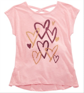 Epic Threads Big Girl's Scribble Heart T-Shirt Pink Size Medium