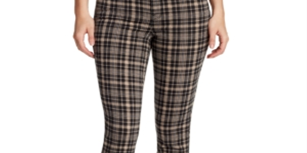 William Rast Women's Plaid Slim Straight Jeans Brown Size 26