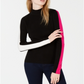Bar III Women's Varsity Stripe Pullover Sweater Black Size 2XS