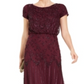 Adrianna Papell Women's Beaded Blouson Gown Red Size 8 Petite