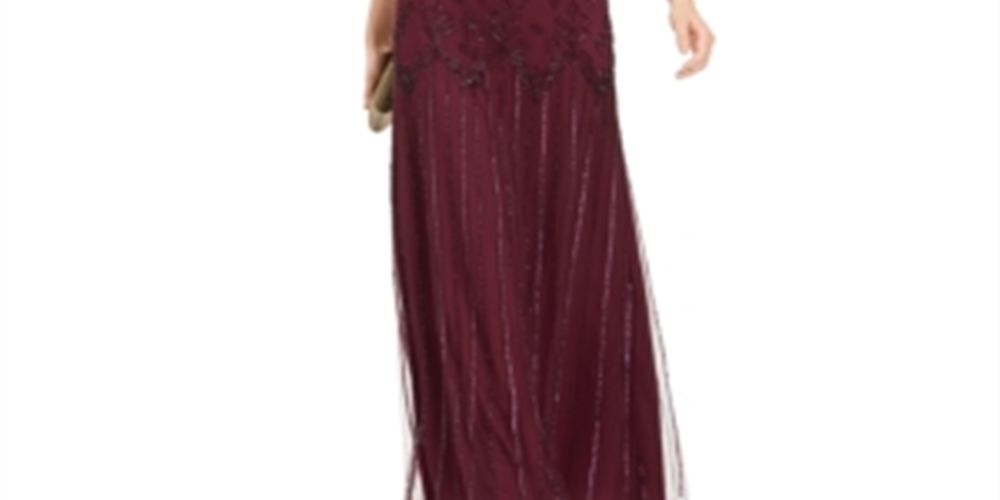 Adrianna Papell Women's Beaded Blouson Gown Red Size 8 Petite