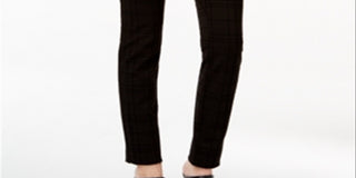 Alfani Women's Flocked Plaid Skinny Pants Black Size 4 Petite