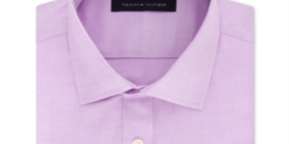 Tommy Hilfiger Men's Slim Fit Stretch Solid Dress Shirt Purple Size 14.5X32X33