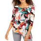 JM Collection Women's Asymmetrical Keyhole Top Black Size XX-Large