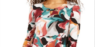 JM Collection Women's Asymmetrical Keyhole Top Black Size XX-Large