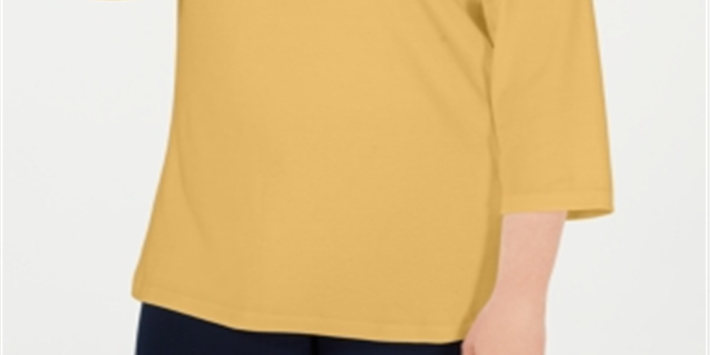 Karen Scott Women's Plus Cotton Split Neck Top Brown Size 4X