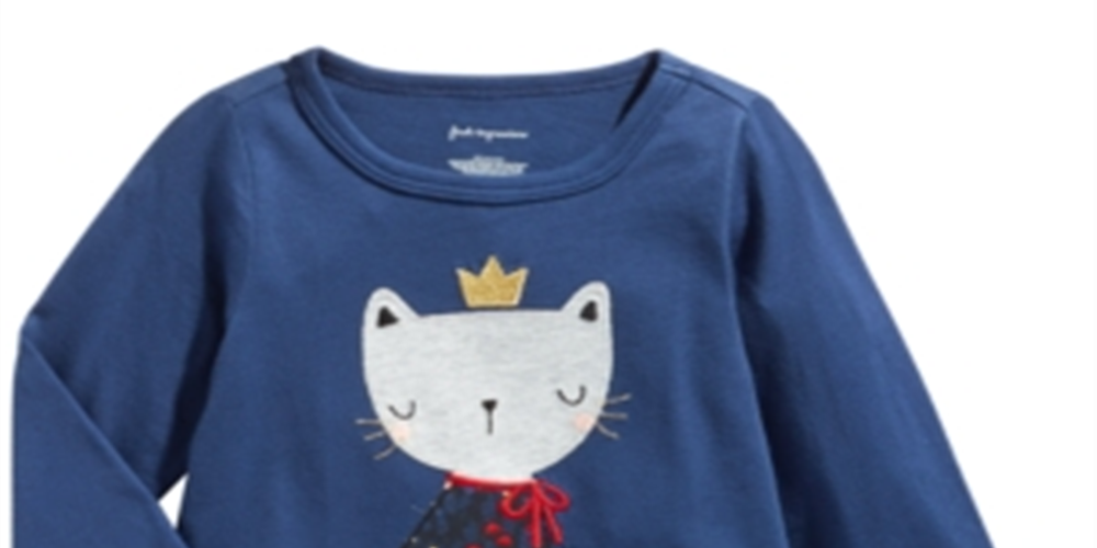 First Impressions Baby Girl's Cotton Cozy Cat T-Shirt Blue Size 6-9MOS