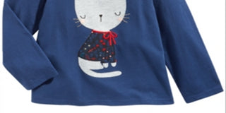 First Impressions Baby Girl's Cotton Cozy Cat T-Shirt Blue Size 6-9MOS
