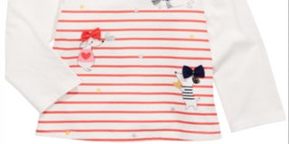 First Impressions Baby Girl's Long Sleeve Striped Dogs T-Shirt White Size 12MOS