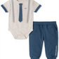 Calvin Klein Baby Boy's 2 Pc Necktie & Suspender Bodysuit & Jogger Pants Set Gray  Size 3-6M