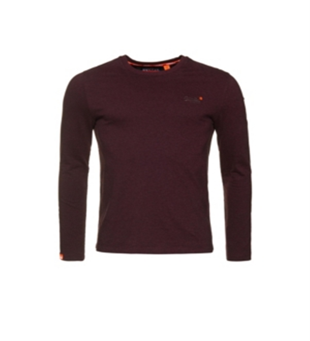 Superdry Men's Label Textured Long Sleeved T-Shirt Red Size XX-Large