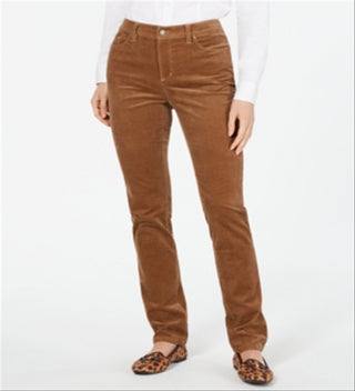 Charter Club Women's Lexington Corduroy Tummy Control Pants Brown Size 4