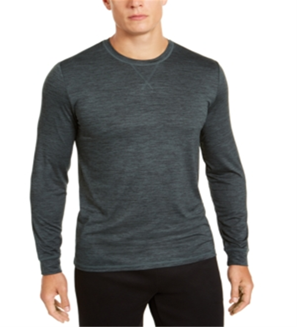 32 Degrees Men's Heather Long Sleeve Crew Neck Classic Fit Henley Shirt Green Size S