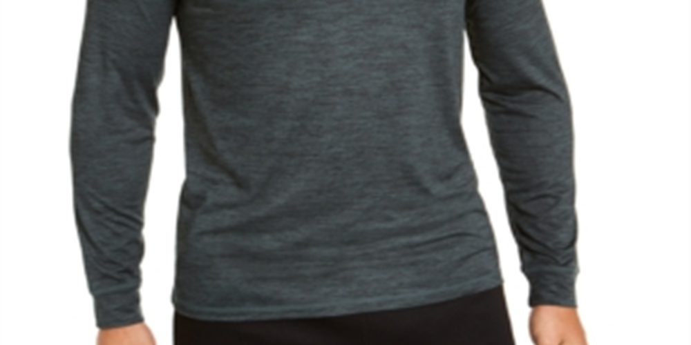 32 Degrees Men's Heather Long Sleeve Crew Neck Classic Fit Henley Shirt Green Size S