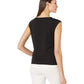 Calvin Klein Women's Sleeveless with Buttons on Shoulder Top Black Size Large