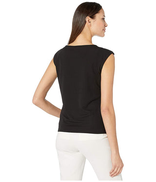 Calvin Klein Women's Sleeveless with Buttons on Shoulder Top Black Size Large