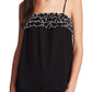 CeCe Women's Ruffled Spaghetti Strap Square Neck Tank Top Black Size X-Large