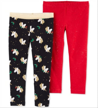 Carter's Toddler Girl's 2 Pk Unicorn Print & Glitter Leggings Red Size 5T