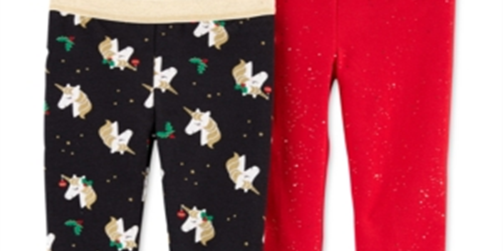 Carter's Toddler Girl's 2 Pk Unicorn Print & Glitter Leggings Red Size 5T