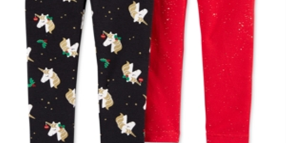 Carter's Toddler Girl's 2 Pk Unicorn Print & Glitter Leggings Red Size 5T