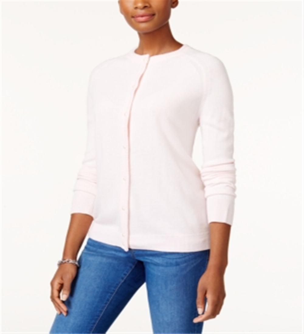 Karen Scott Women's Bead Button Cardigan Pink Size X-Small
