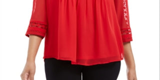 Charter Club Women's Solid Knit Pintuck Top Red Size XS