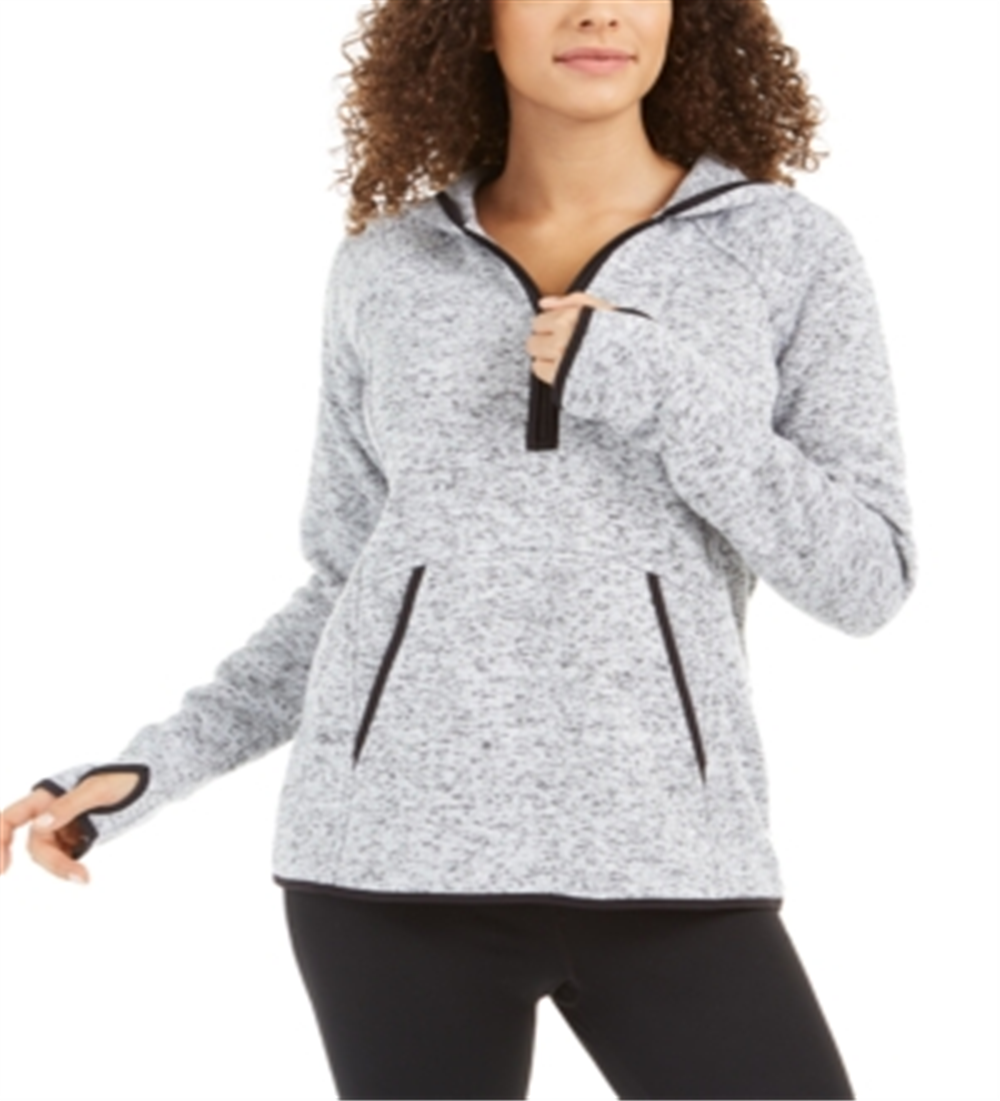 Ideology Women's Quarter Zip Hoodie Sweater Gray Size -S