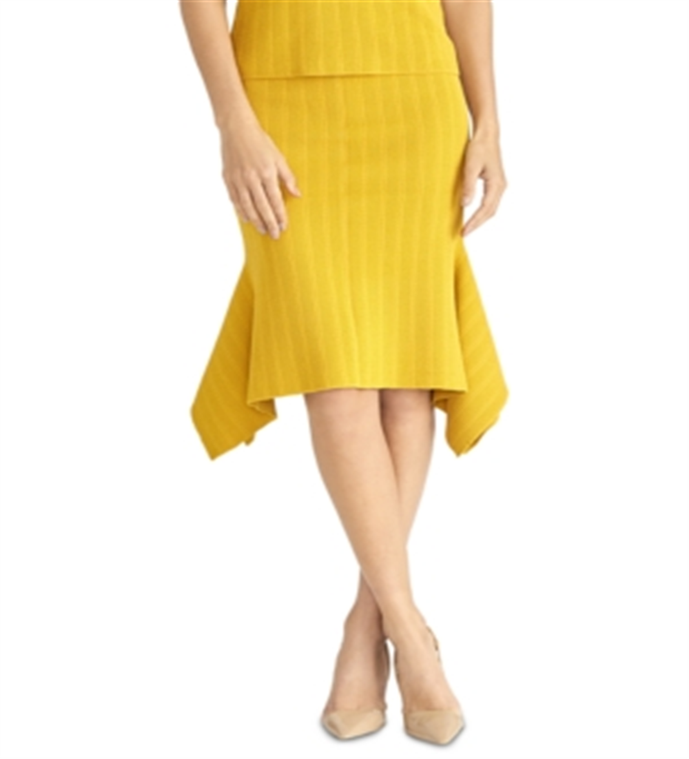 Rachel Royt Women's Handkerchief Hem Pencil Skirt Yellow Size Medium