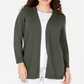 Karen Scott Women's Open Front Button Cuffed Cardigan Green Size -XL