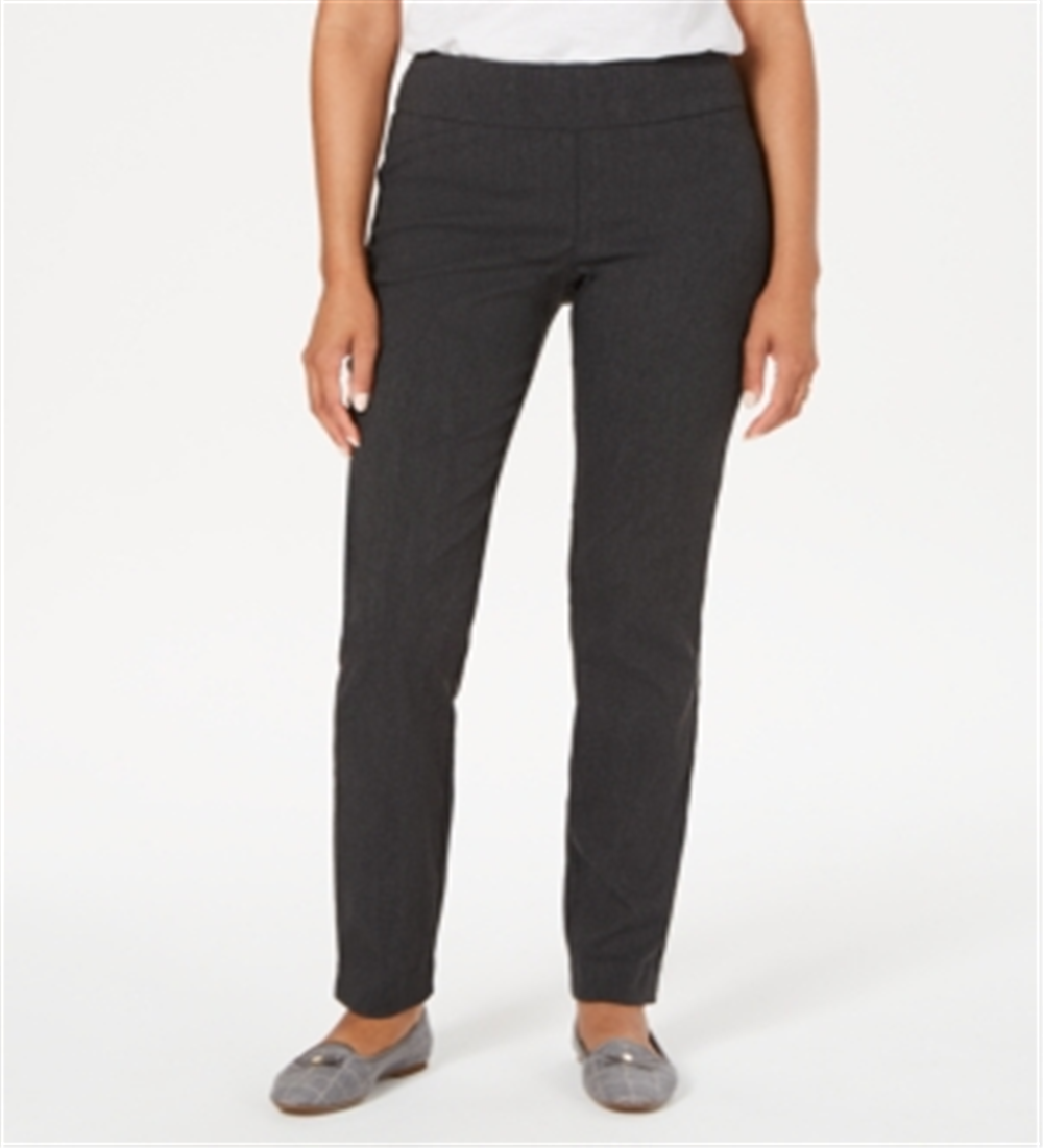 Charter Club Women's Cambridge Skinny Pull on Tummy Control Pants Gray Size 4