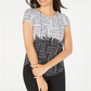Alfani Women's Cross Weave Printed T-Shirt Black Size X-Large
