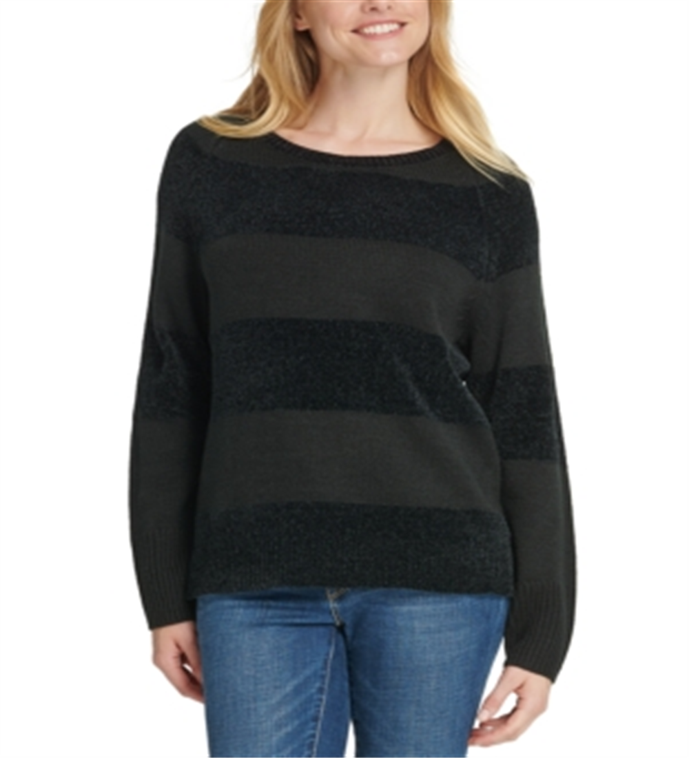 DKNY Women's Striped Sweater Black Size Large