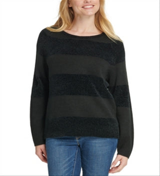 DKNY Women's Striped Sweater Black Size Large
