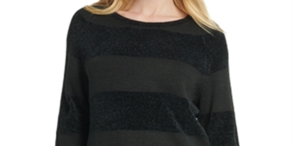 DKNY Women's Striped Sweater Black Size Large