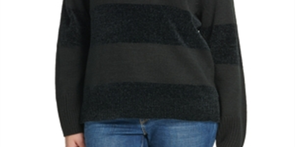 DKNY Women's Striped Sweater Black Size Large