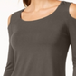 JM Collection Women's Cold Shoulder Top Brown size M