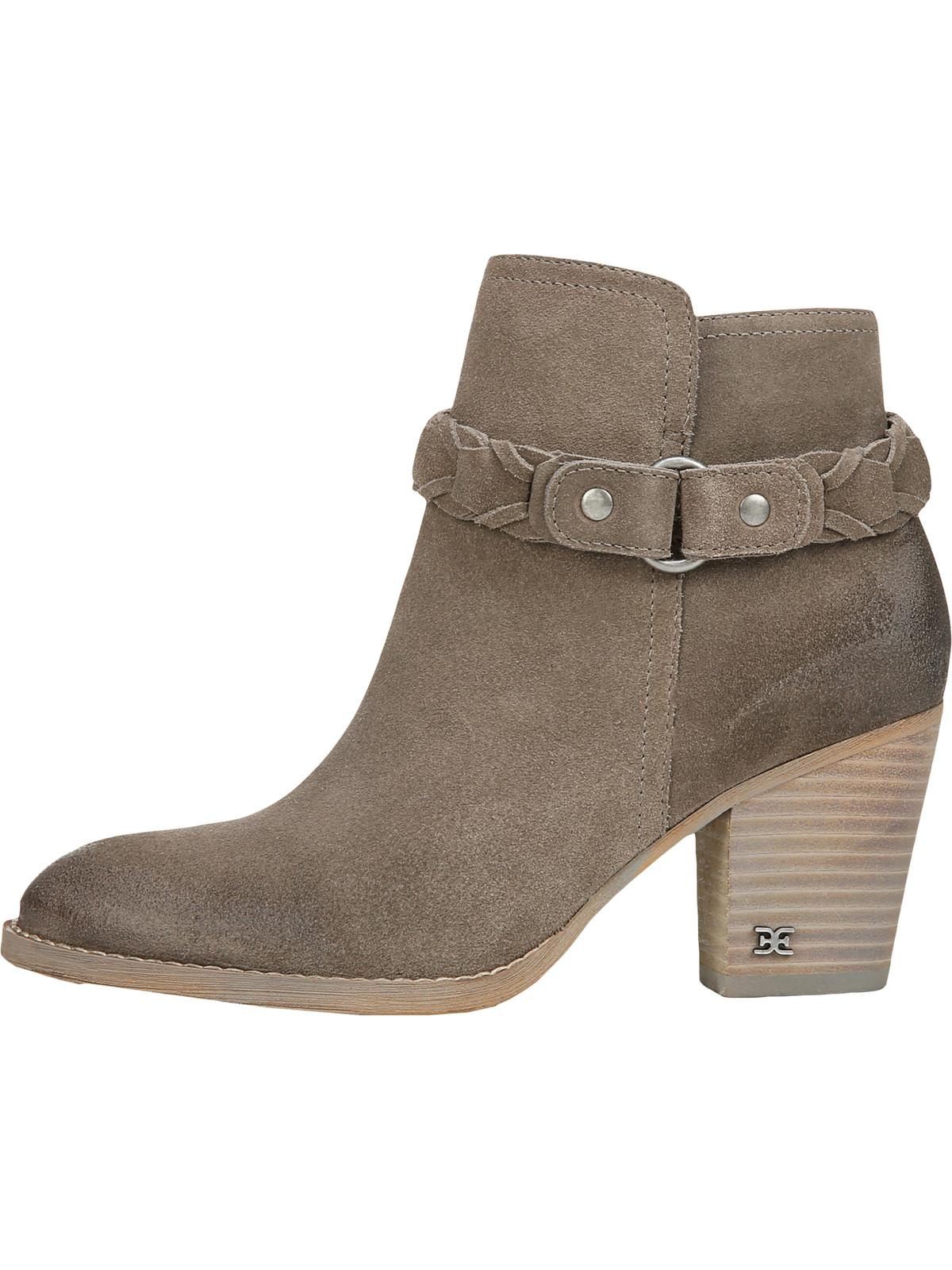 Sam Edelman Women's Minetta Suede Block Heel Ankle Boots Gray Size 10 M